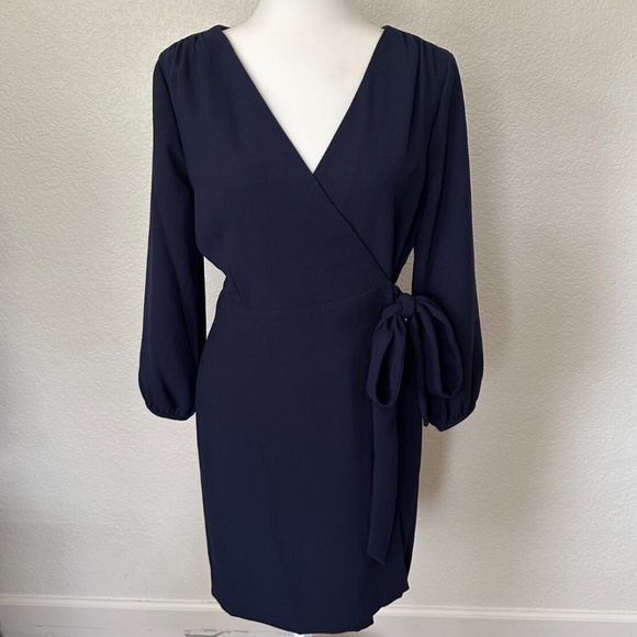 J. Crew Crepe Navy 365 Wrap Dress - Picture 1 of 5